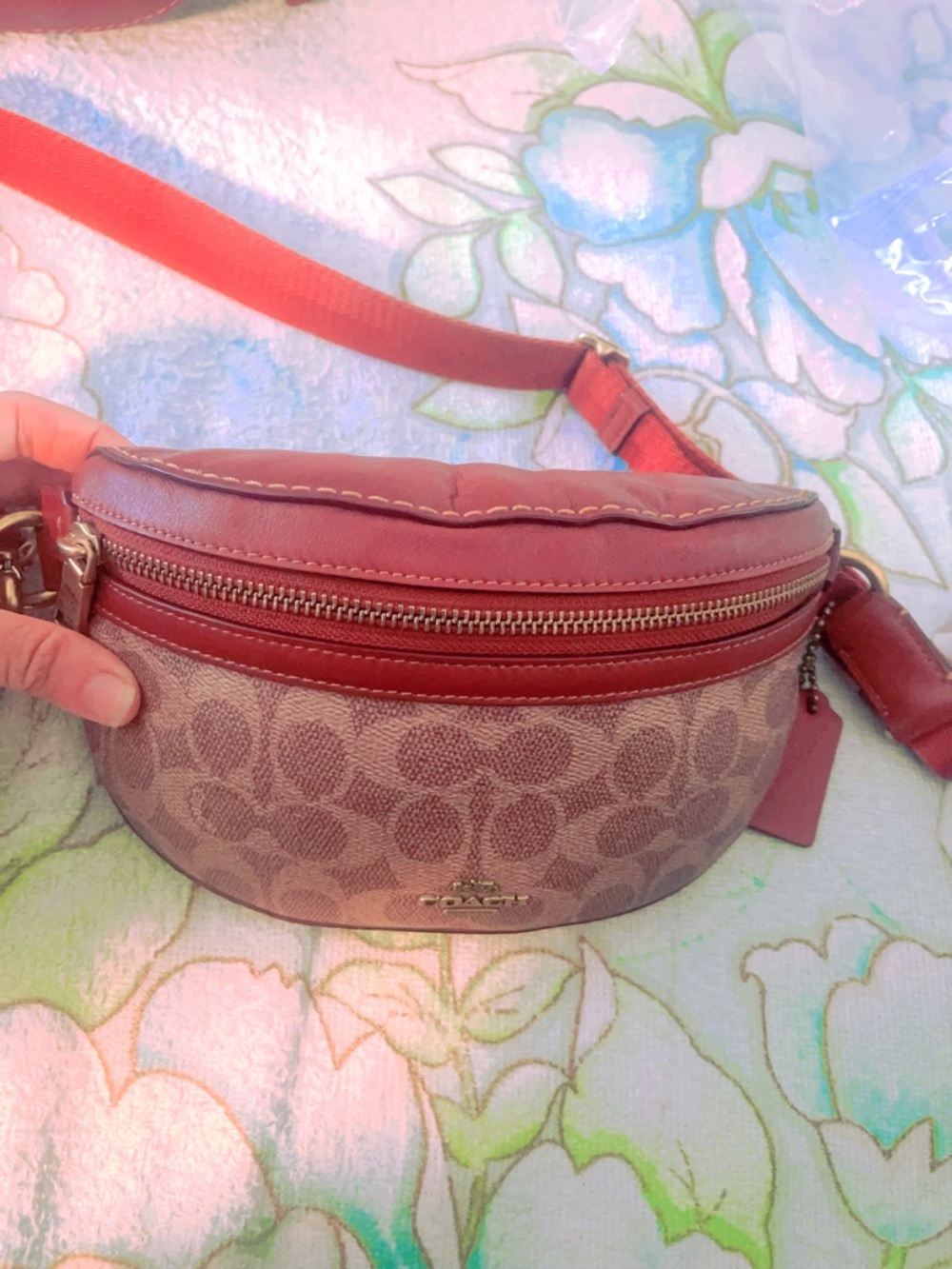 Coach Belt Bag Coated Canvas Signature Monogram Tan Rust Fanny Pack‎ 39937 - Picture 14 of 15